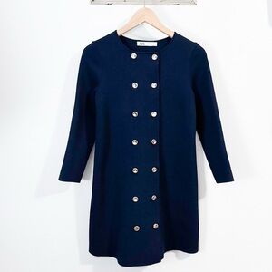 Zara Dark Blue Long Sleeve Dress with Buttons